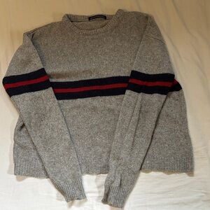 Brandy Melville Gray Sweater with Red and Black Stripes